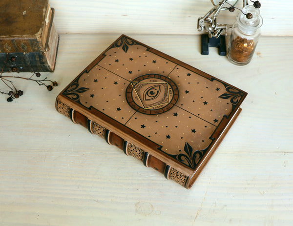 Brown leather journal with tooled decoration, The Circle of Time