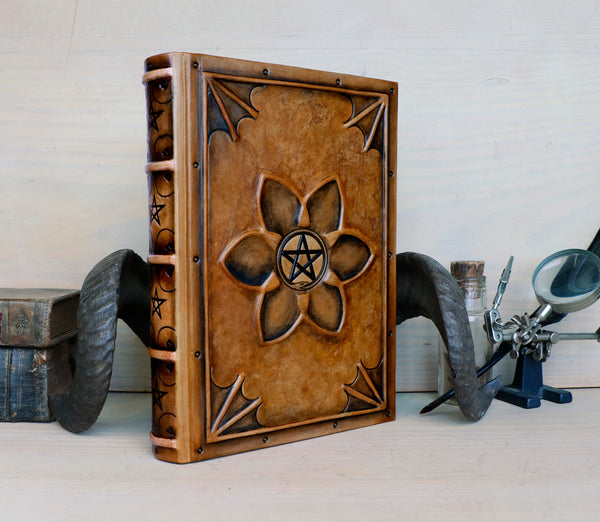 Brown leather journal, magic grimoire - Ouroboros