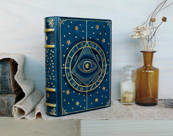Blue leather journal with gold tooled decoration -  The Eye of the Universe