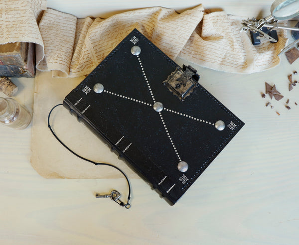 Journal with Lock and Key, Black Leather - "The Magic Book"