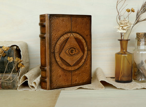 Brown leather journal with blind tooled decoration -  The Eye of the Universe