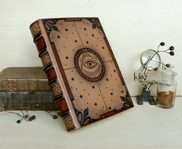 Brown leather journal with tooled decoration, The Circle of Time