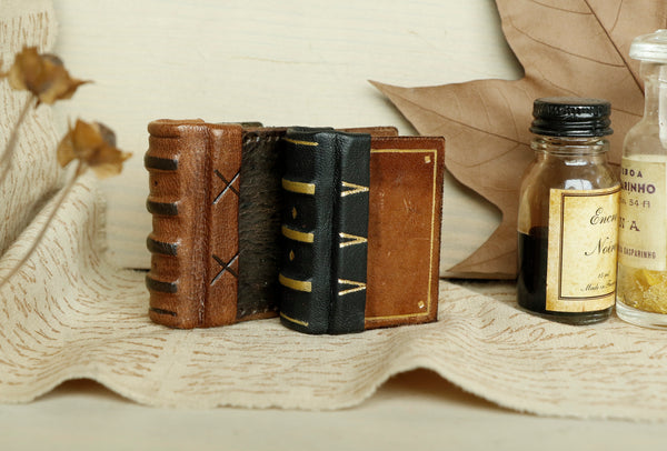 Teeny tiny journals, vintage leather, Set of 2. Miniature books, The Happy Fellows