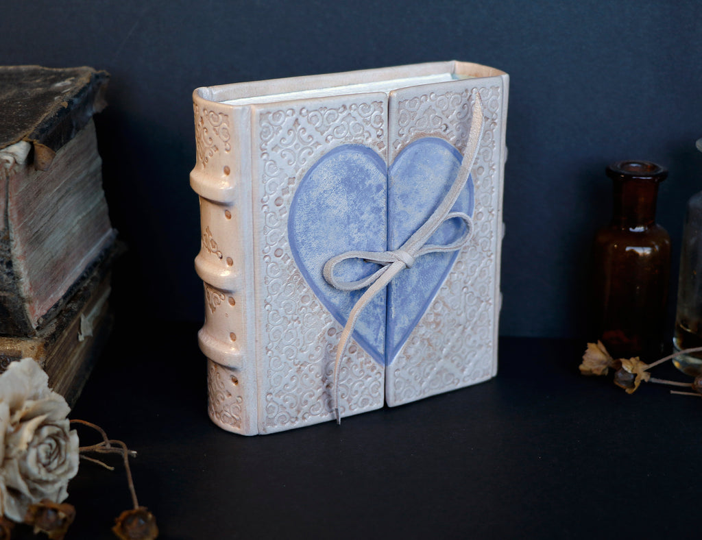 Natural Leather Journal with Violet Heart Decoration, "Diary of a True Love" in Purple