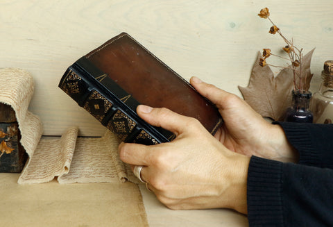 Worn Leather Journal, Vintage brown red leather, Somewhere in Time