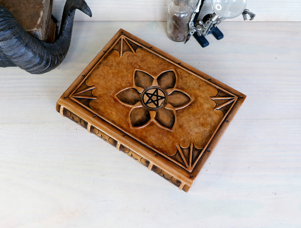 Brown leather journal, magic grimoire - Ouroboros