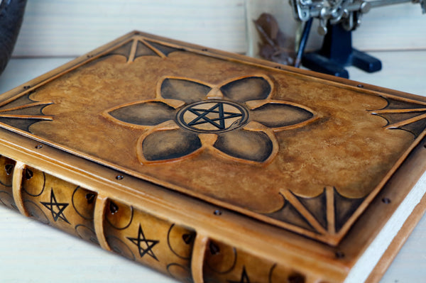 Brown leather journal, magic grimoire - Ouroboros