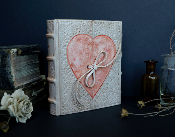 Natural Leather Journal with Heart Decoration, "Diary of a True Love"