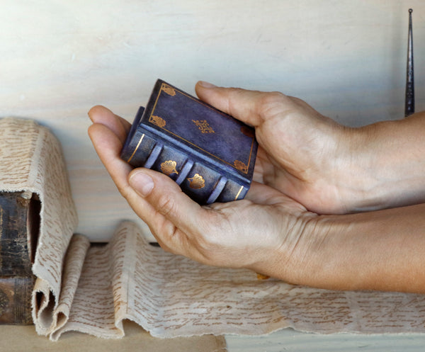 Purple leather journal, Gold tooled decoration - A Little Treasure