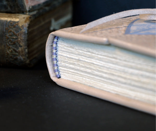 Natural Leather Journal with Violet Heart Decoration, "Diary of a True Love" in Purple