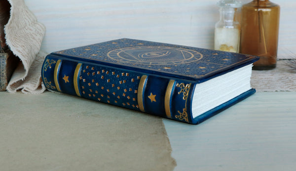 Blue leather journal with gold tooled decoration -  The Eye of the Universe