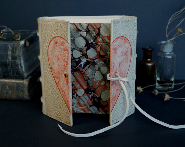 Natural Leather Journal with Heart Decoration, "Diary of a True Love"