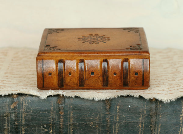 Small leather journal, Brown leather, tooled decoration