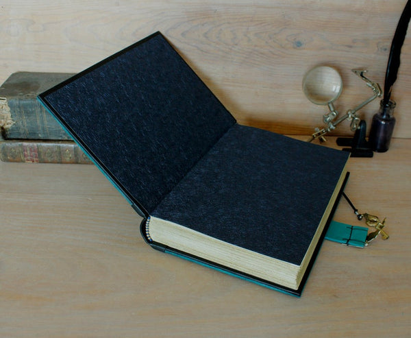 "The Turquoise" - Leather Journal with Lock and Key, Blue and Green Leather