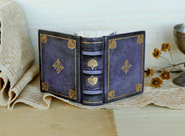 Purple leather journal, Gold tooled decoration - A Little Treasure