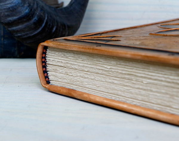Brown leather journal, magic grimoire - Ouroboros