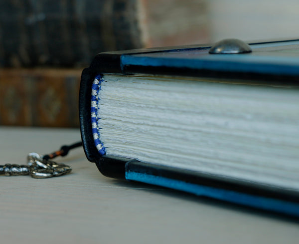 "Lavander Dreams" - Leather Journal with Lock and Key, Blue Green and Purple Leather