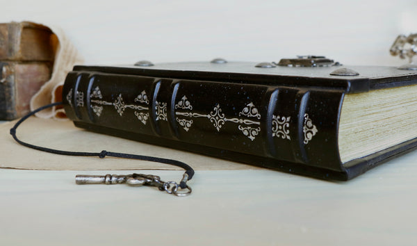 Journal with Lock and Key, Black Leather - "The Magic Book"