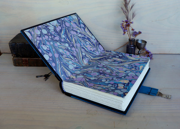 "Lavander Dreams" - Leather Journal with Lock and Key, Blue Green and Purple Leather