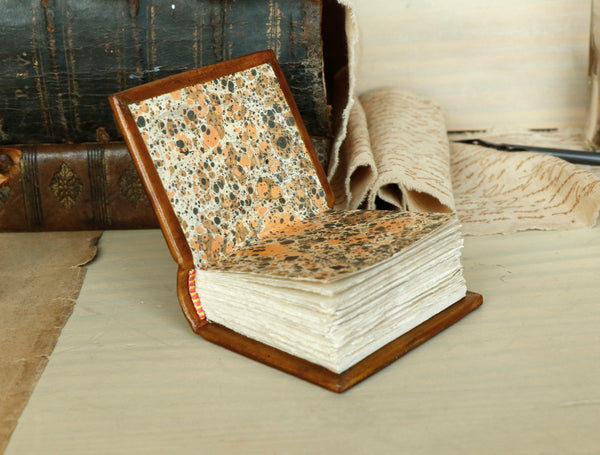 Small leather journal, Brown leather, tooled decoration