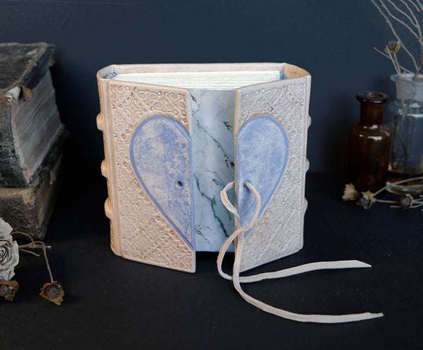 Natural Leather Journal with Violet Heart Decoration, "Diary of a True Love" in Purple