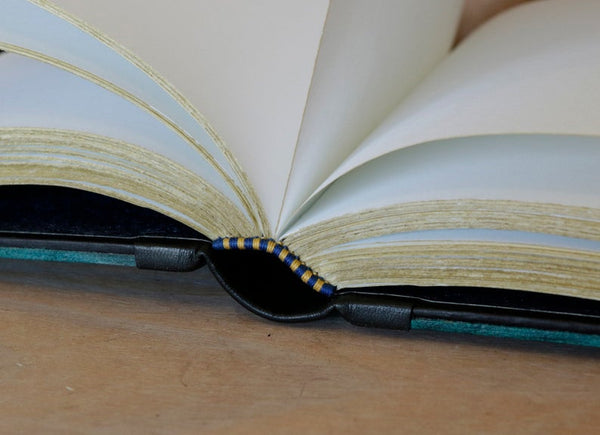 "The Turquoise" - Leather Journal with Lock and Key, Blue and Green Leather