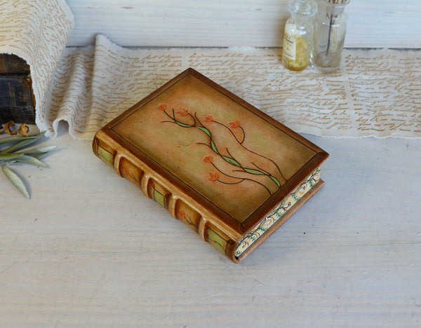 Leather journal with painted edges. Tooled and hand painted floral decoration. "Spring Swirls"