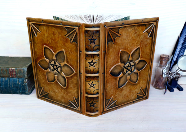 Brown leather journal, magic grimoire - Ouroboros